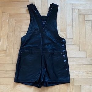 NWOT CLUB MONACO LAMBSKIN LEATHER OVERALL SHORTS